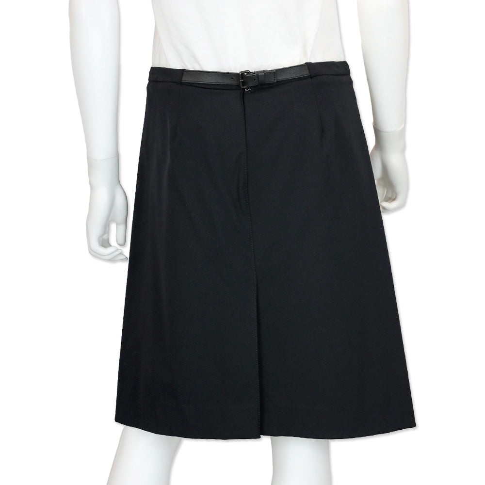 Prada Sport Black Nylon-Blend Belted A-Line Midi Skirt