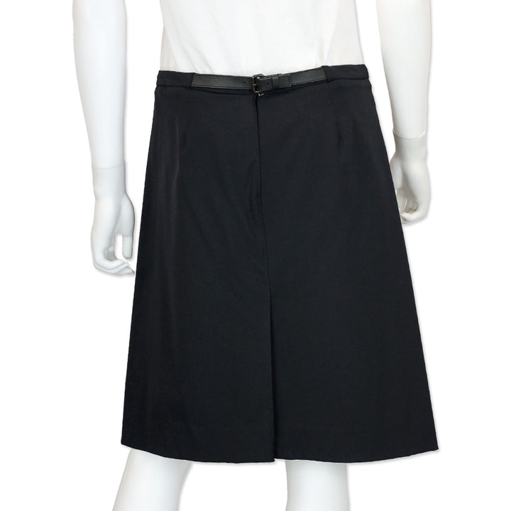 Prada Sport Black Nylon-Blend Belted A-Line Midi Skirt