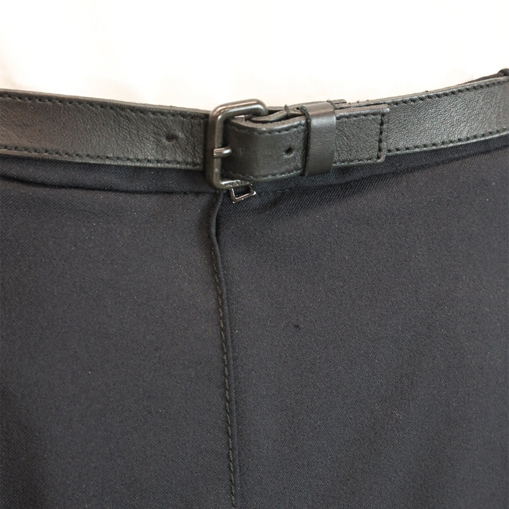 Prada Sport Black Nylon-Blend Belted A-Line Midi Skirt