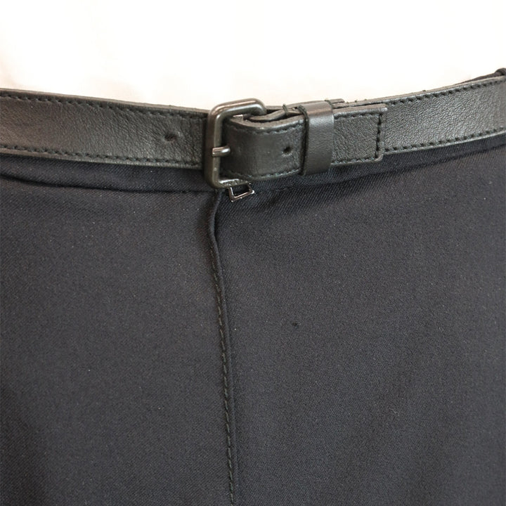 Prada Sport Black Nylon-Blend Belted A-Line Midi Skirt