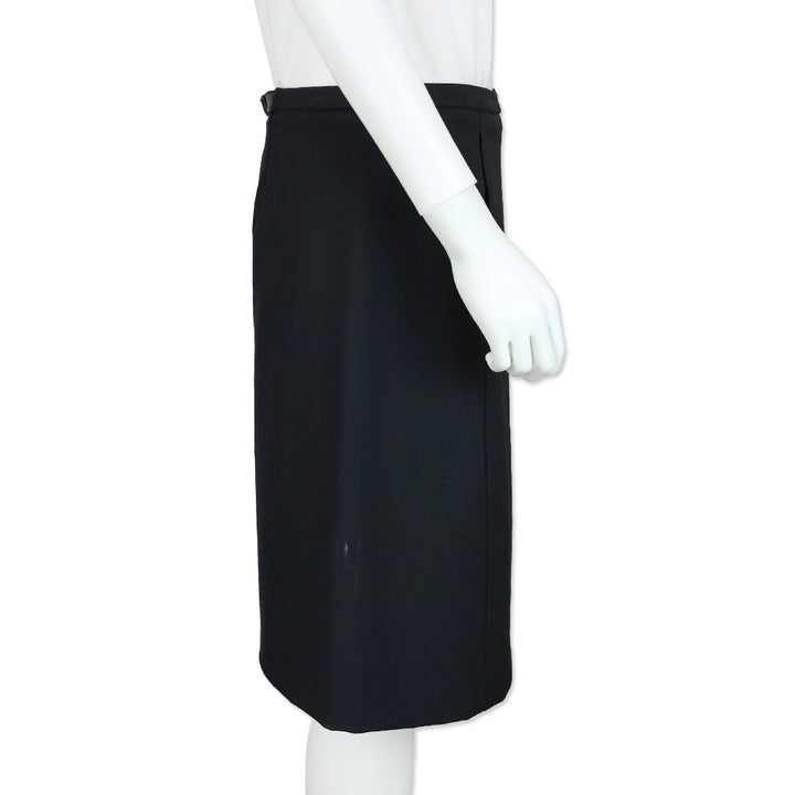 Prada Sport Black Nylon-Blend Belted A-Line Midi Skirt