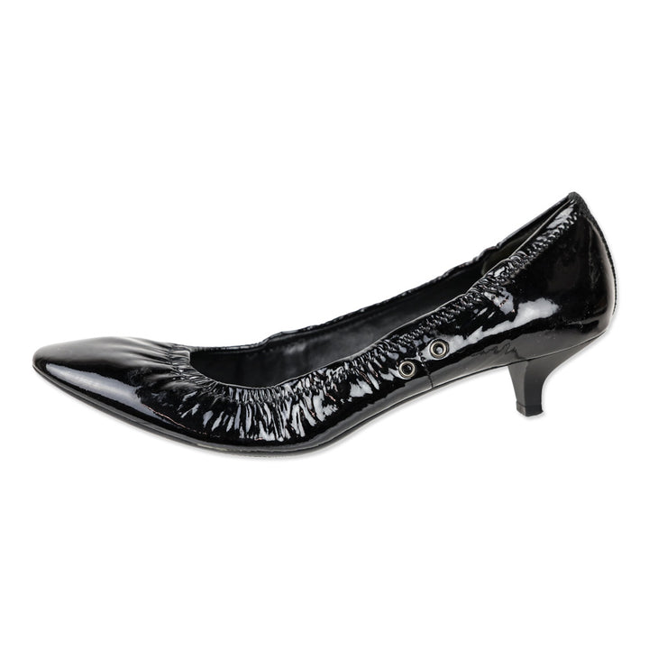 Prada Sport Black Patent Leather Kitten Heel Pumps