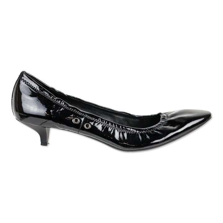 Prada Sport Black Patent Leather Kitten Heel Pumps