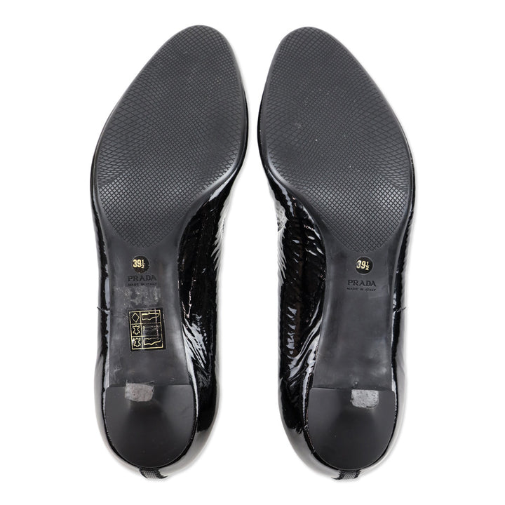 Prada Sport Black Patent Leather Kitten Heel Pumps