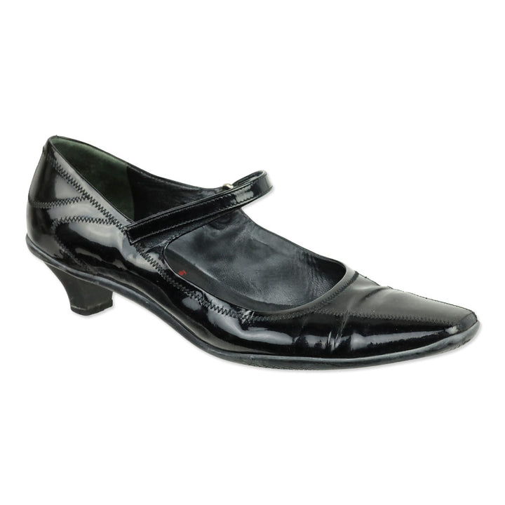 Prada Sport Black Patent Leather Mary Jane Kitten Heels