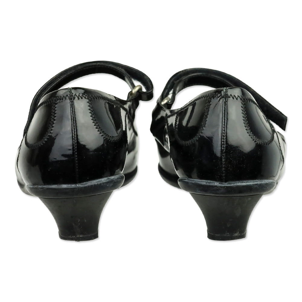 Prada Sport Black Patent Leather Mary Jane Kitten Heels