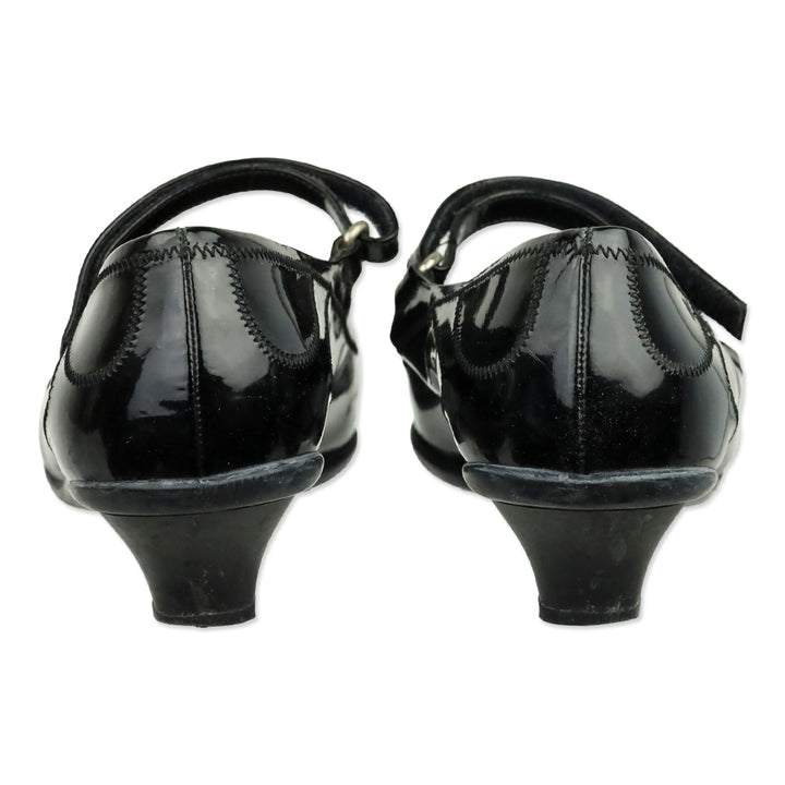 Prada Sport Black Patent Leather Mary Jane Kitten Heels