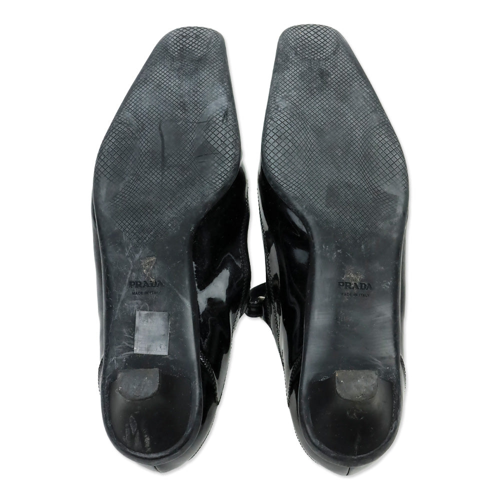 Prada Sport Black Patent Leather Mary Jane Kitten Heels
