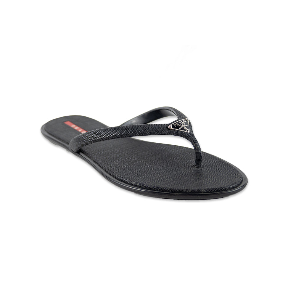 Prada Sport Black Rubber Thong Flip Flops