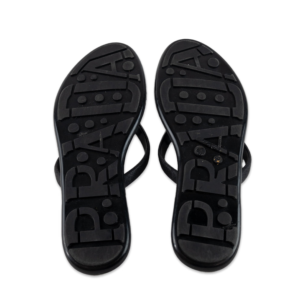 Prada Sport Black Rubber Thong Flip Flops