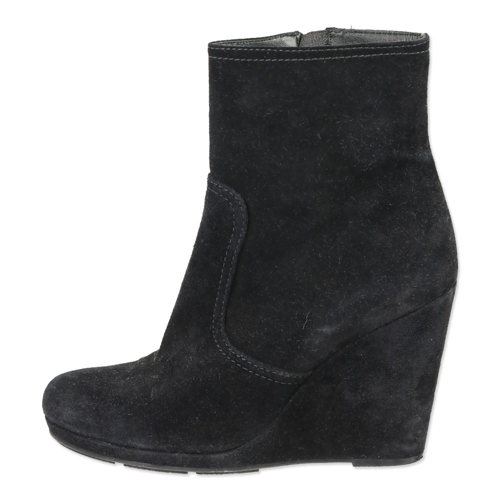 Prada Sport Black Suede Wedge Boot