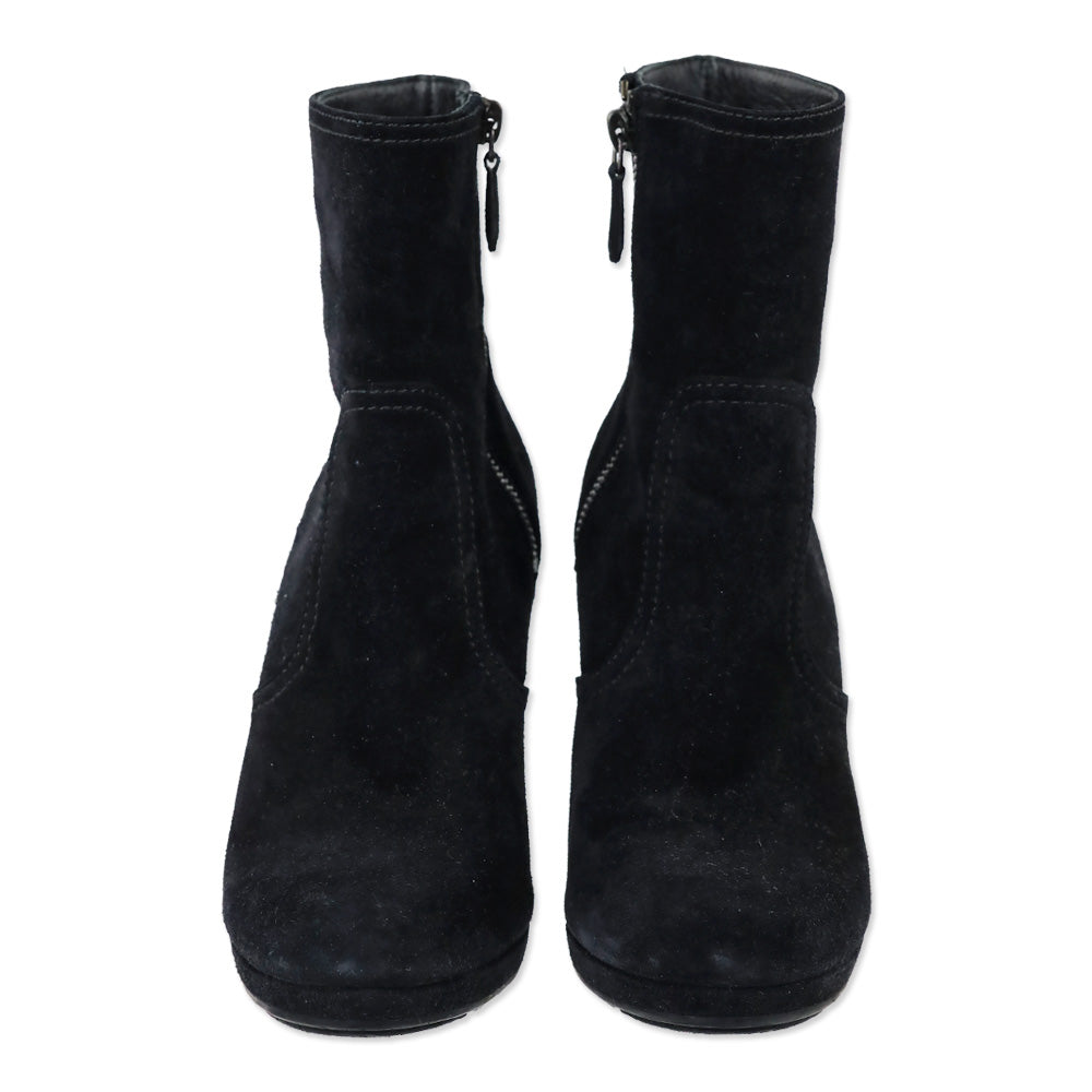 Prada Sport Black Suede Wedge Boot