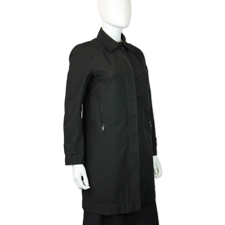 Prada Sport Black Zip Up Mid-Length Rain Jacket