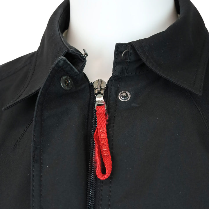 Prada Sport Black Zip Up Mid-Length Rain Jacket