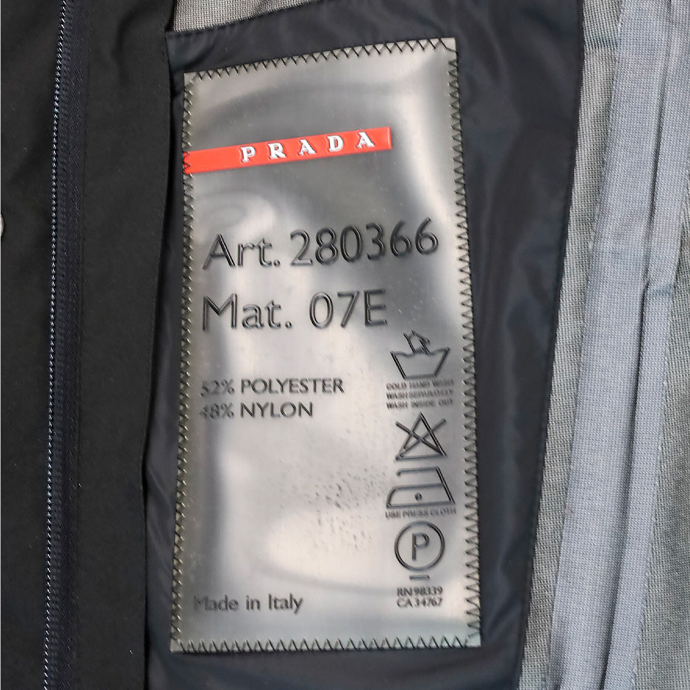 Prada Sport Black Zip Up Mid-Length Rain Jacket