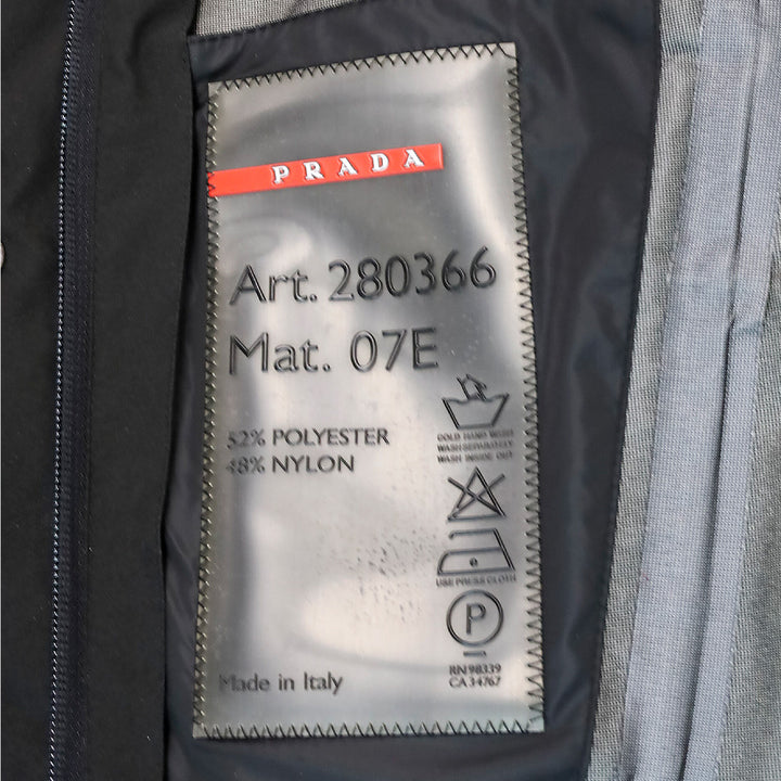 Prada Sport Black Zip Up Mid-Length Rain Jacket
