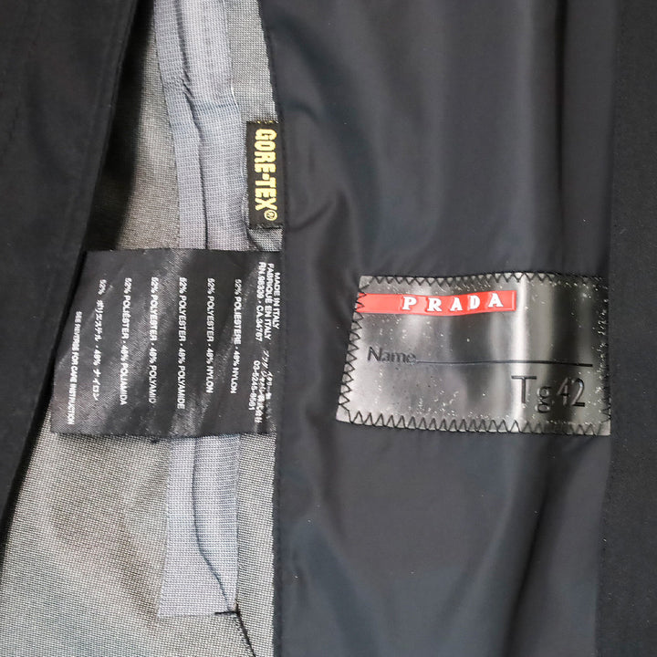 Prada Sport Black Zip Up Mid-Length Rain Jacket