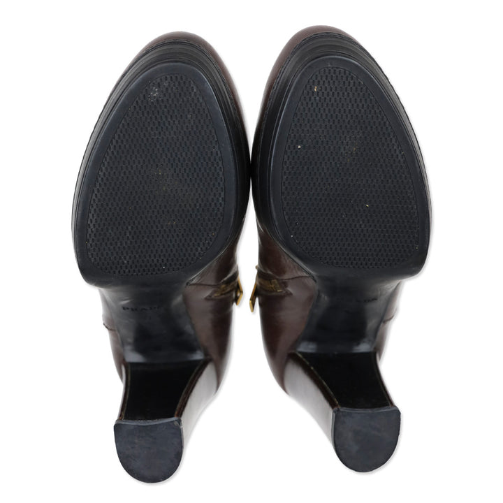 Prada Sport Brown Leather Heeled Bootie