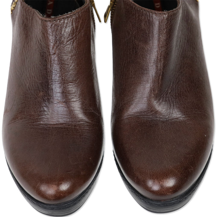 Prada Sport Brown Leather Heeled Bootie