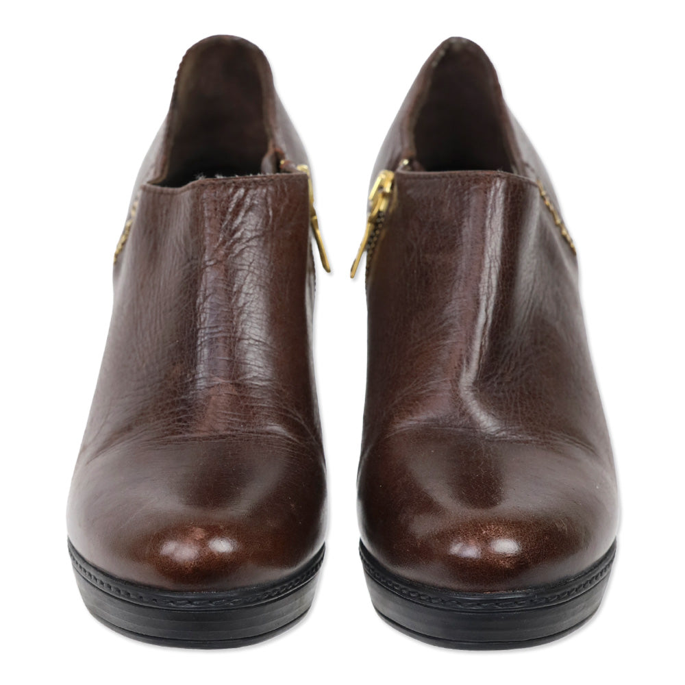 Prada Sport Brown Leather Heeled Bootie