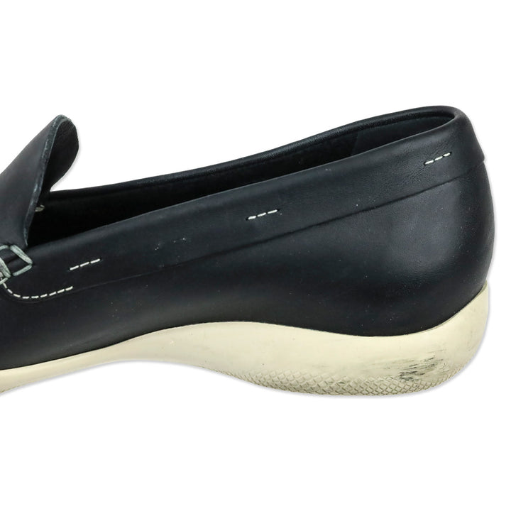 Prada Sport Deep Navy Blue Leather Toggle Lace Driving Loafers