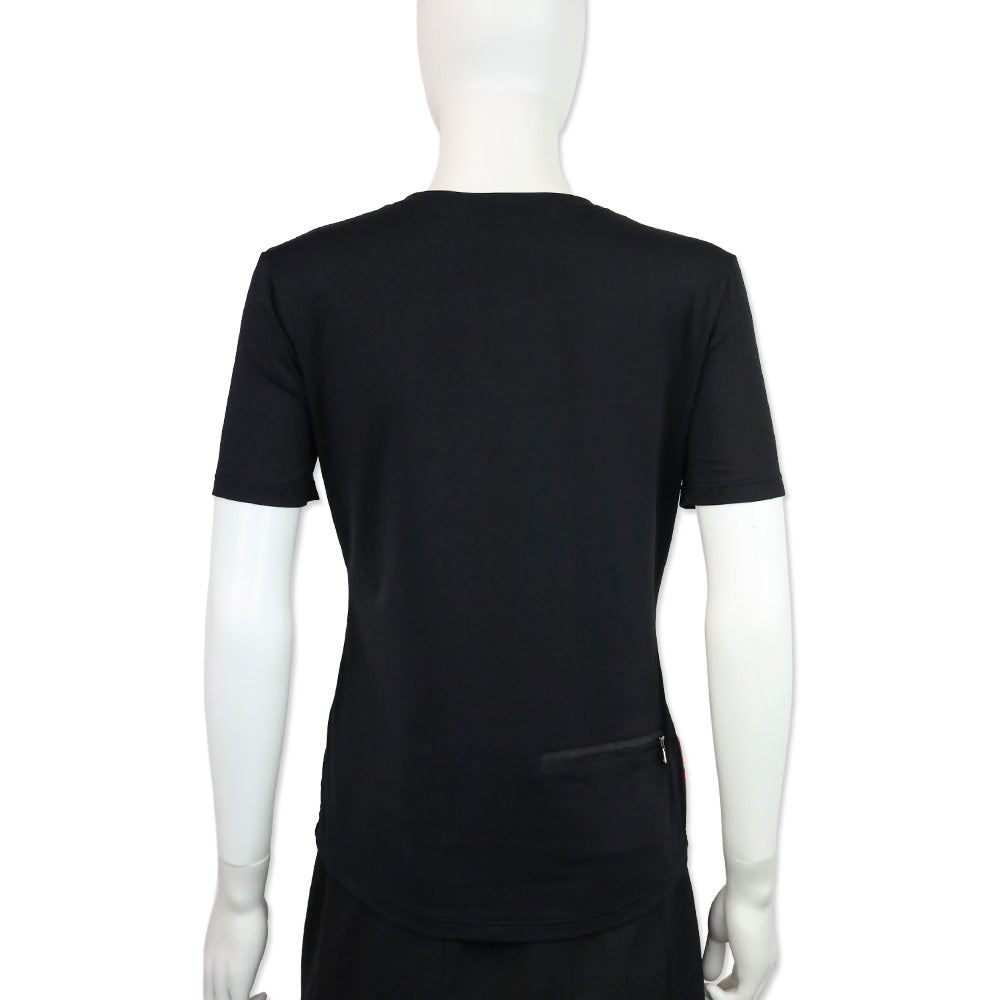 Prada Sport Red Tab Black Stretch T-Shirt with Zip Pocket