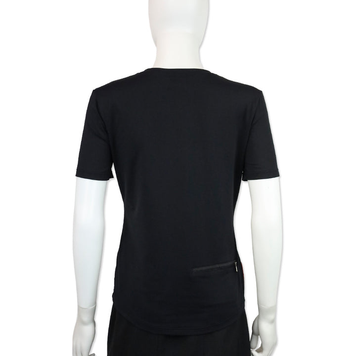 Prada Sport Red Tab Black Stretch T-Shirt with Zip Pocket