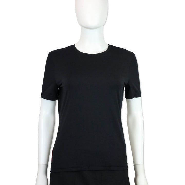 Prada Sport Red Tab Black Stretch T-Shirt with Zip Pocket