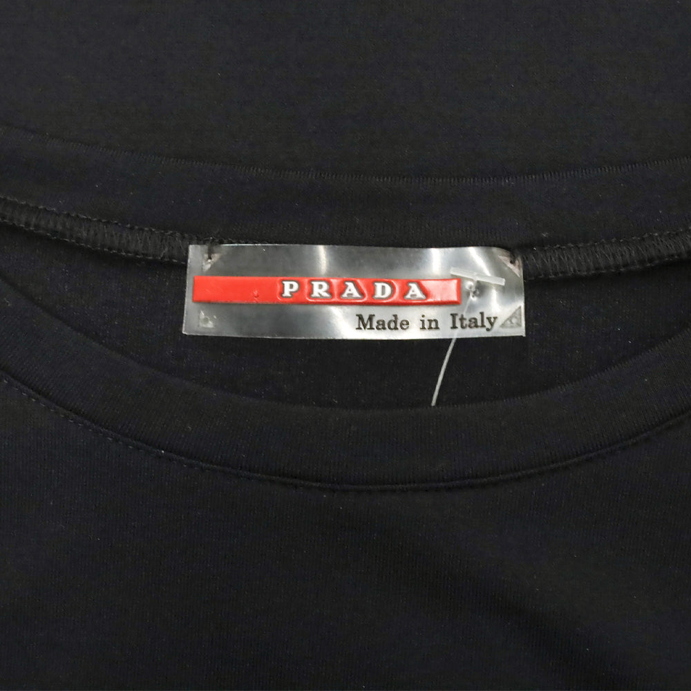 Prada Sport Red Tab Black Stretch T-Shirt with Zip Pocket