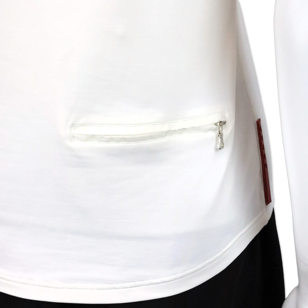 Prada Sport Red Tab White Stretch T-Shirt with Zip Pocket