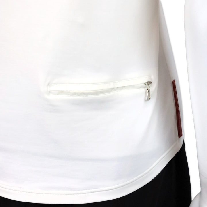Prada Sport Red Tab White Stretch T-Shirt with Zip Pocket