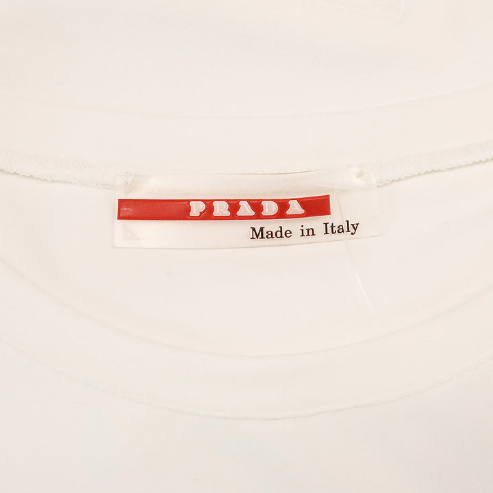 Prada Sport Red Tab White Stretch T-Shirt with Zip Pocket