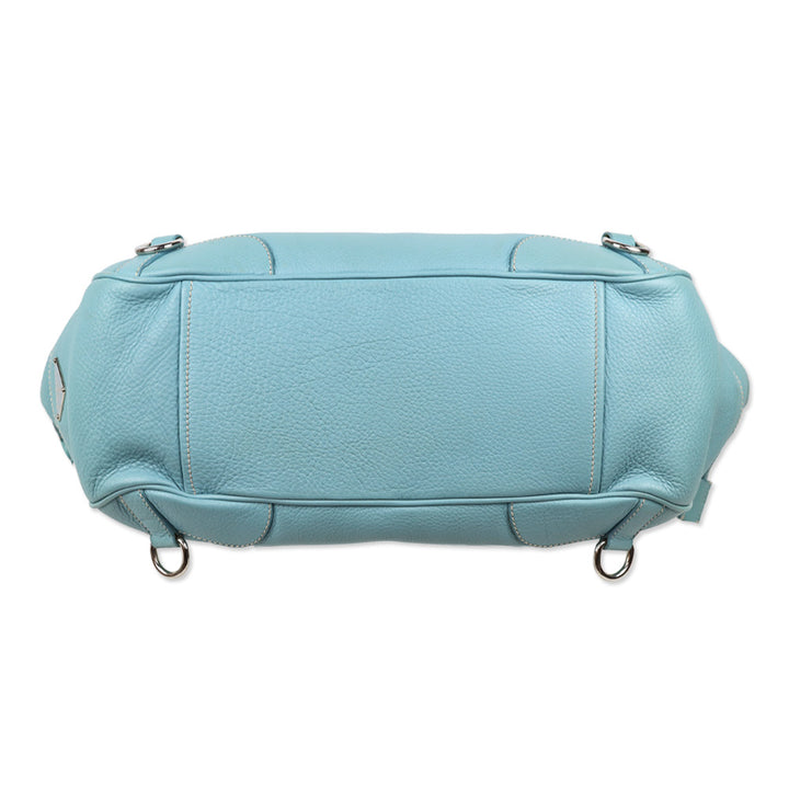 Prada Teal Blue Vitello Daino Leather Drawstring Shoulder Bag