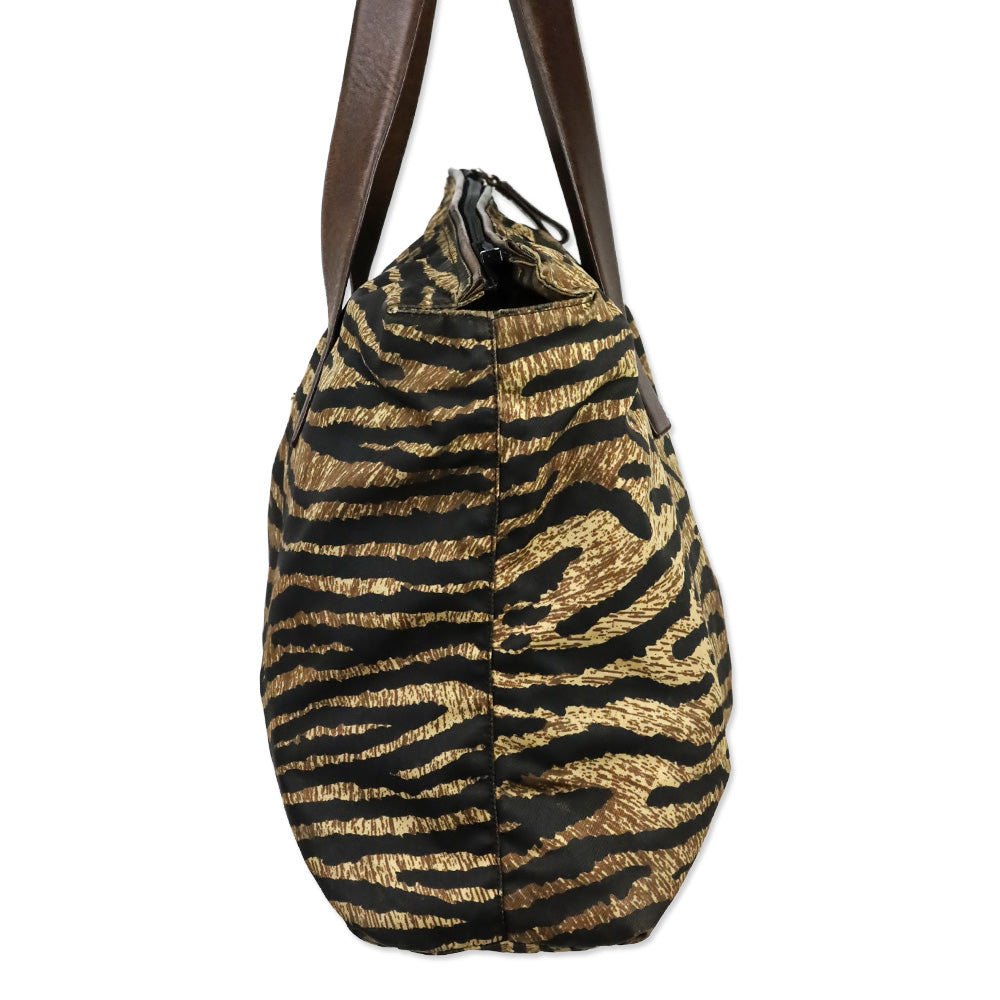 Prada Tiger Animal Print Large Nylon Tote Bag