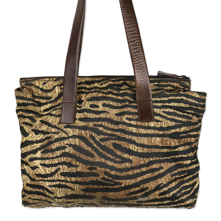 Prada Tiger Animal Print Large Nylon Tote Bag