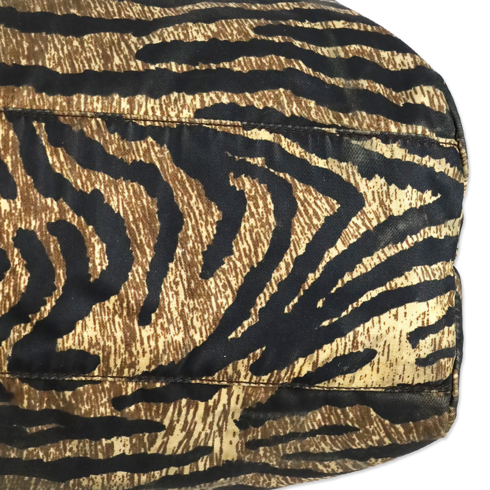 Prada Tiger Animal Print Large Nylon Tote Bag