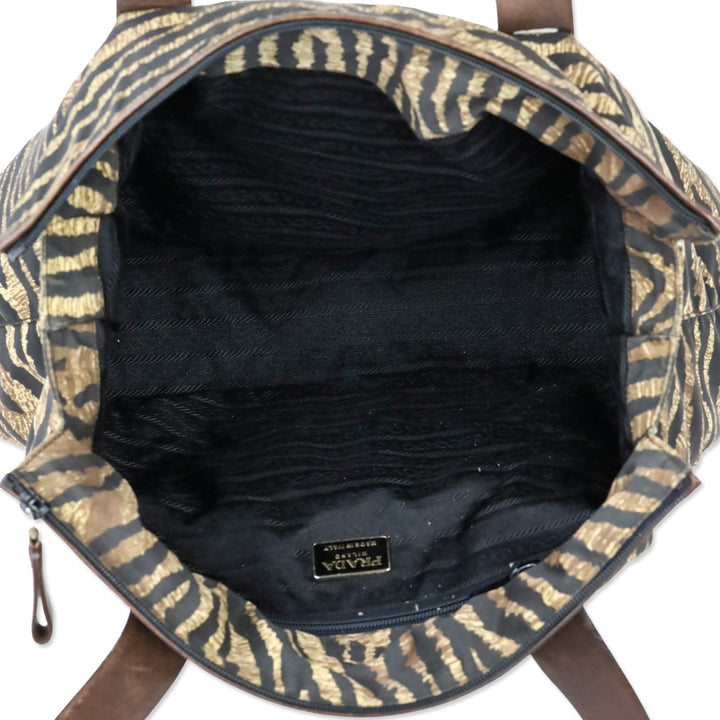 Prada Tiger Animal Print Large Nylon Tote Bag