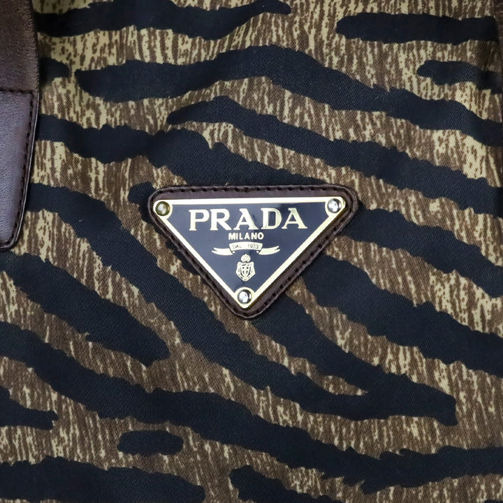 Prada Tiger Animal Print Large Nylon Tote Bag