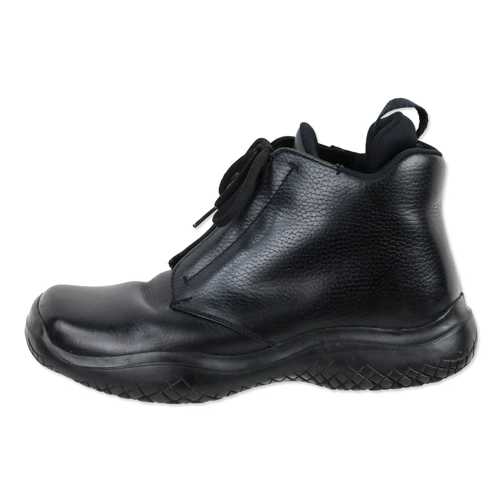 Prada Vintage Black Leather Vibram Sole Derby Boots