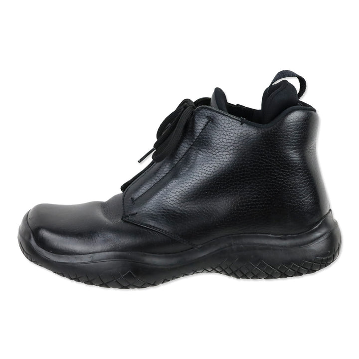 Prada Vintage Black Leather Vibram Sole Derby Boots