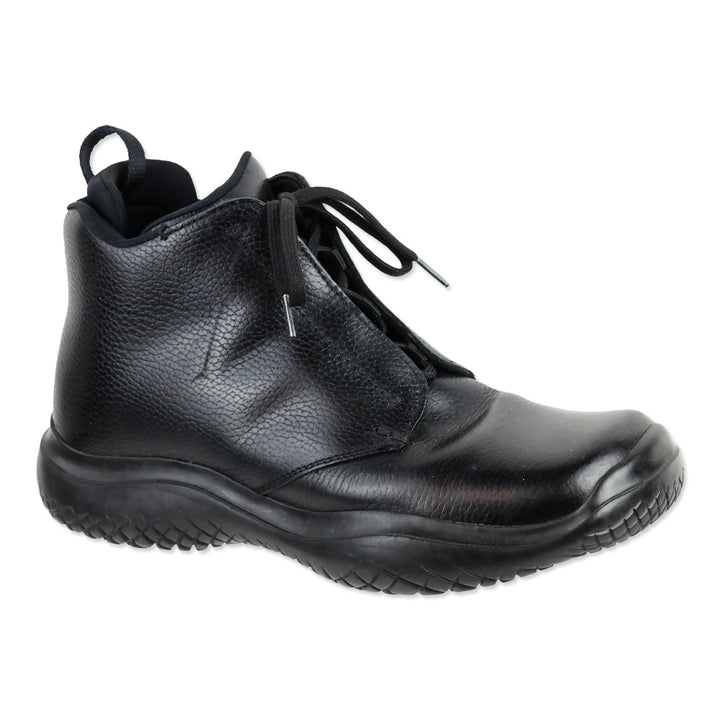 Prada Vintage Black Leather Vibram Sole Derby Boots