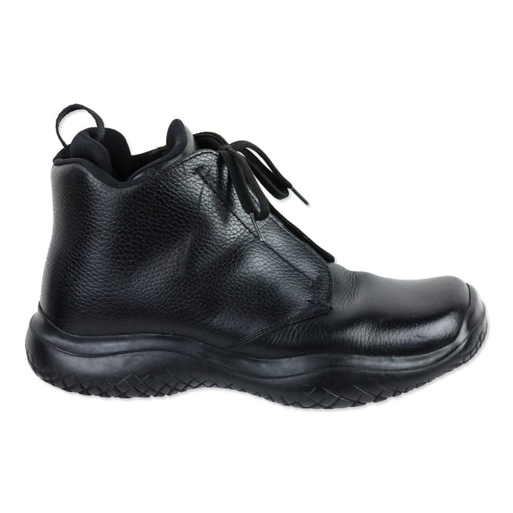 Prada Vintage Black Leather Vibram Sole Derby Boots
