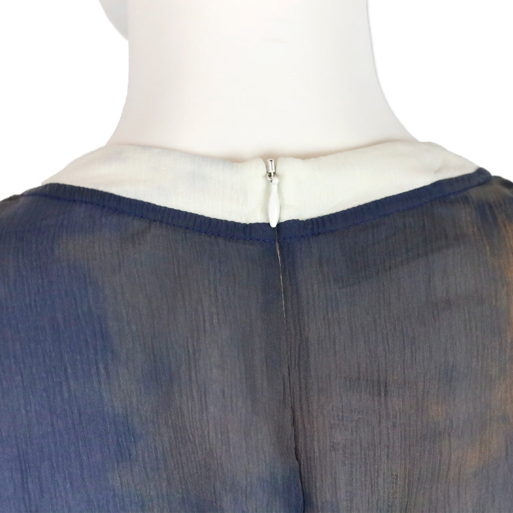 Prada White Cotton/Blue Chiffon Ruffle Trim T-Shirt