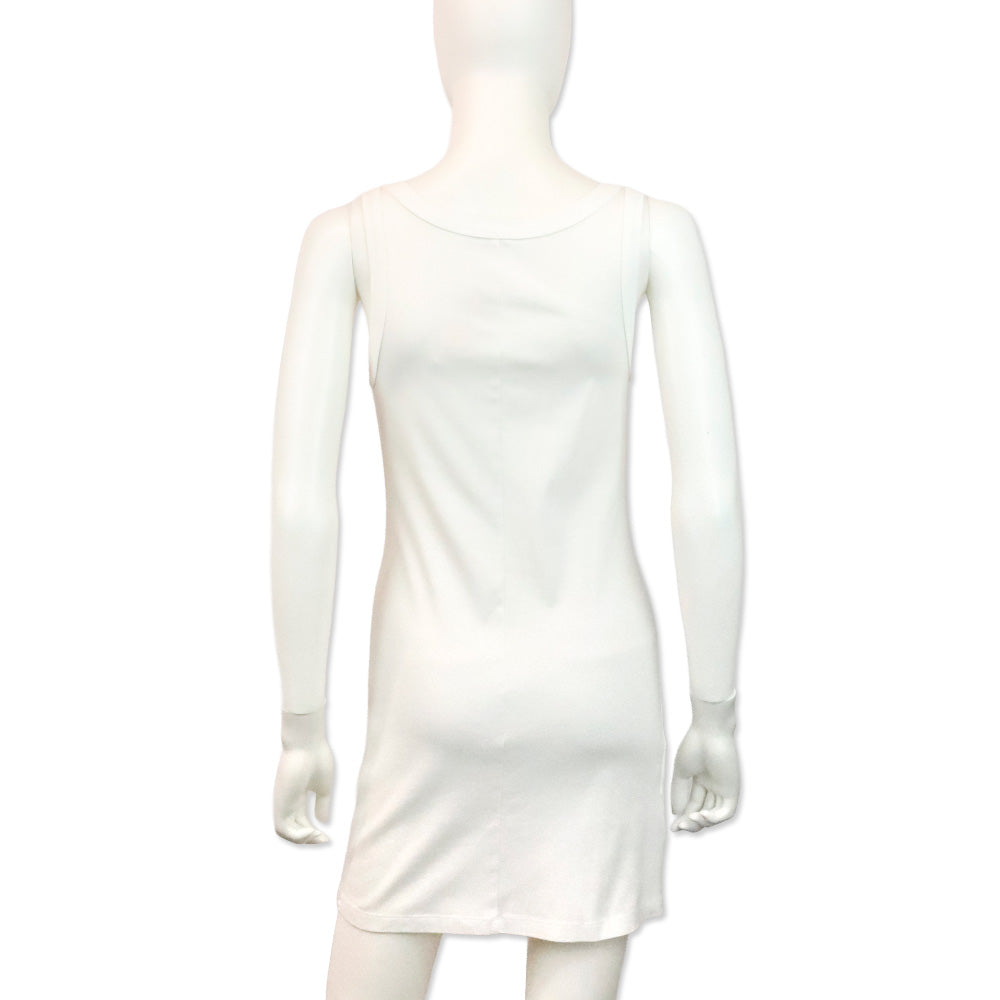 Prada White Enameled-Logo Tank Mini Dress