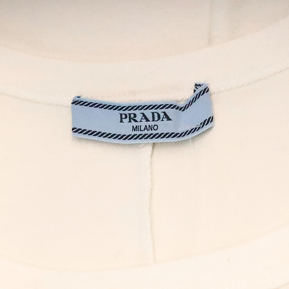 Prada White Enameled-Logo Tank Mini Dress