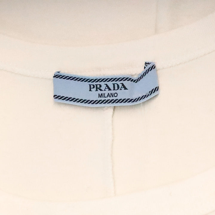 Prada White Enameled-Logo Tank Mini Dress