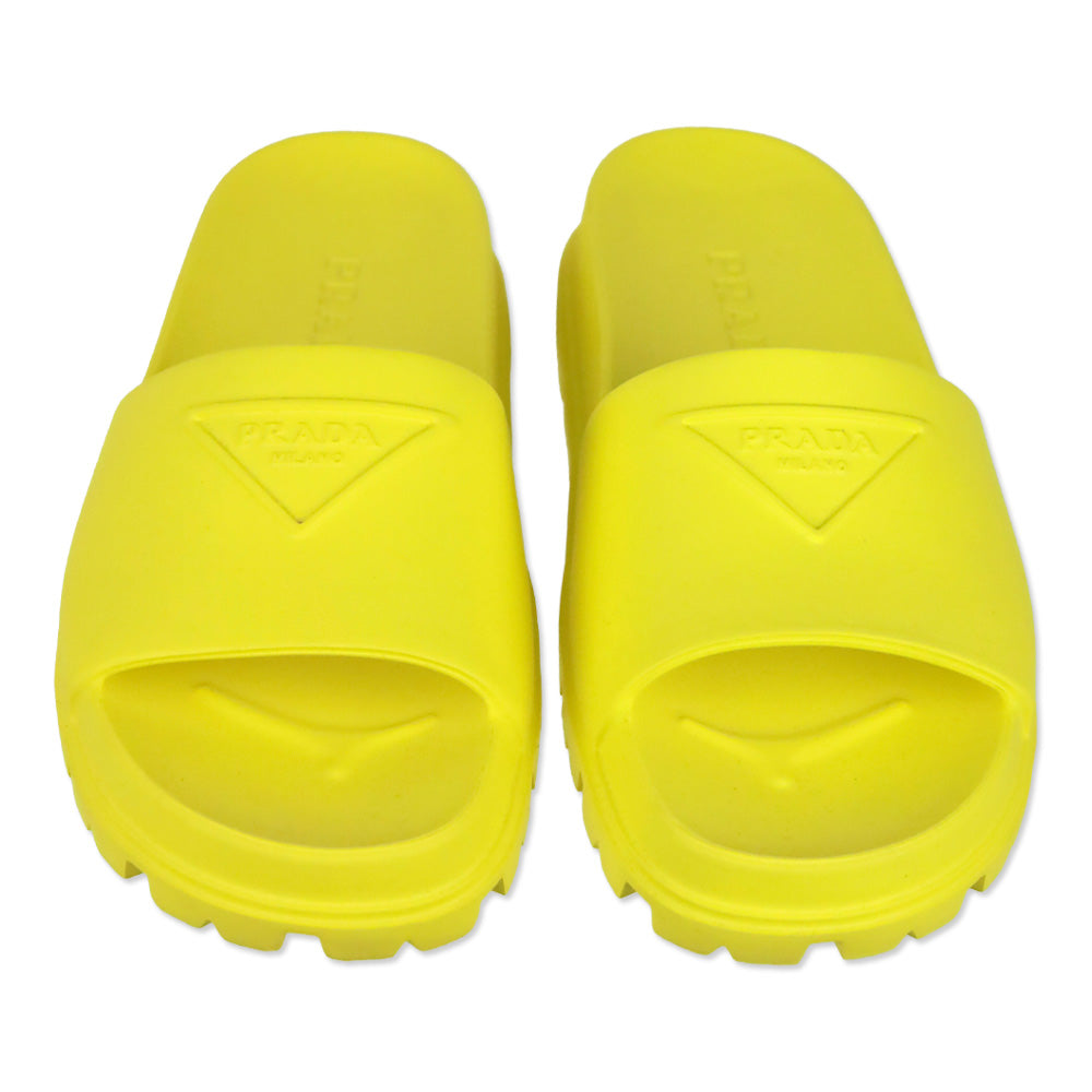 Prada Yellow Rubber Soft Slides