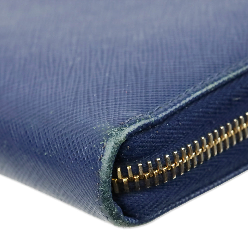 Prada Blue Large Saffiano Leather Wallet