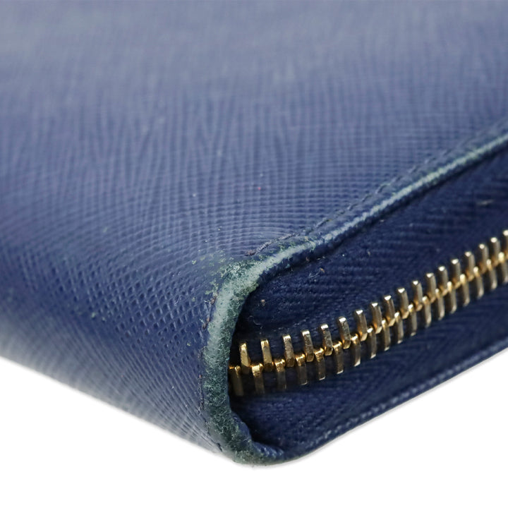 Prada Blue Large Saffiano Leather Wallet