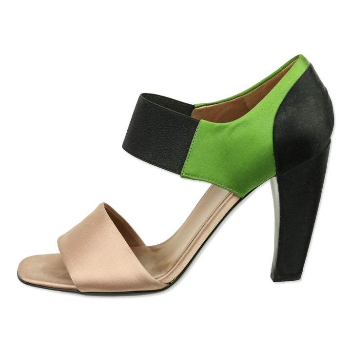 Prada F/W 2007 RTW Olive and Blush Satin Banana Heel Pump